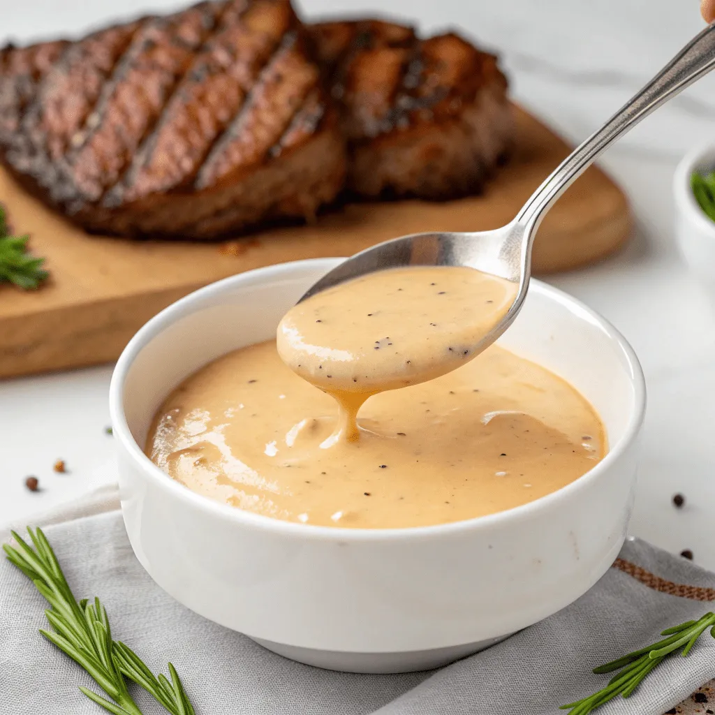 Decadent Brandy Cream sauce, perfect for steak or seafood.