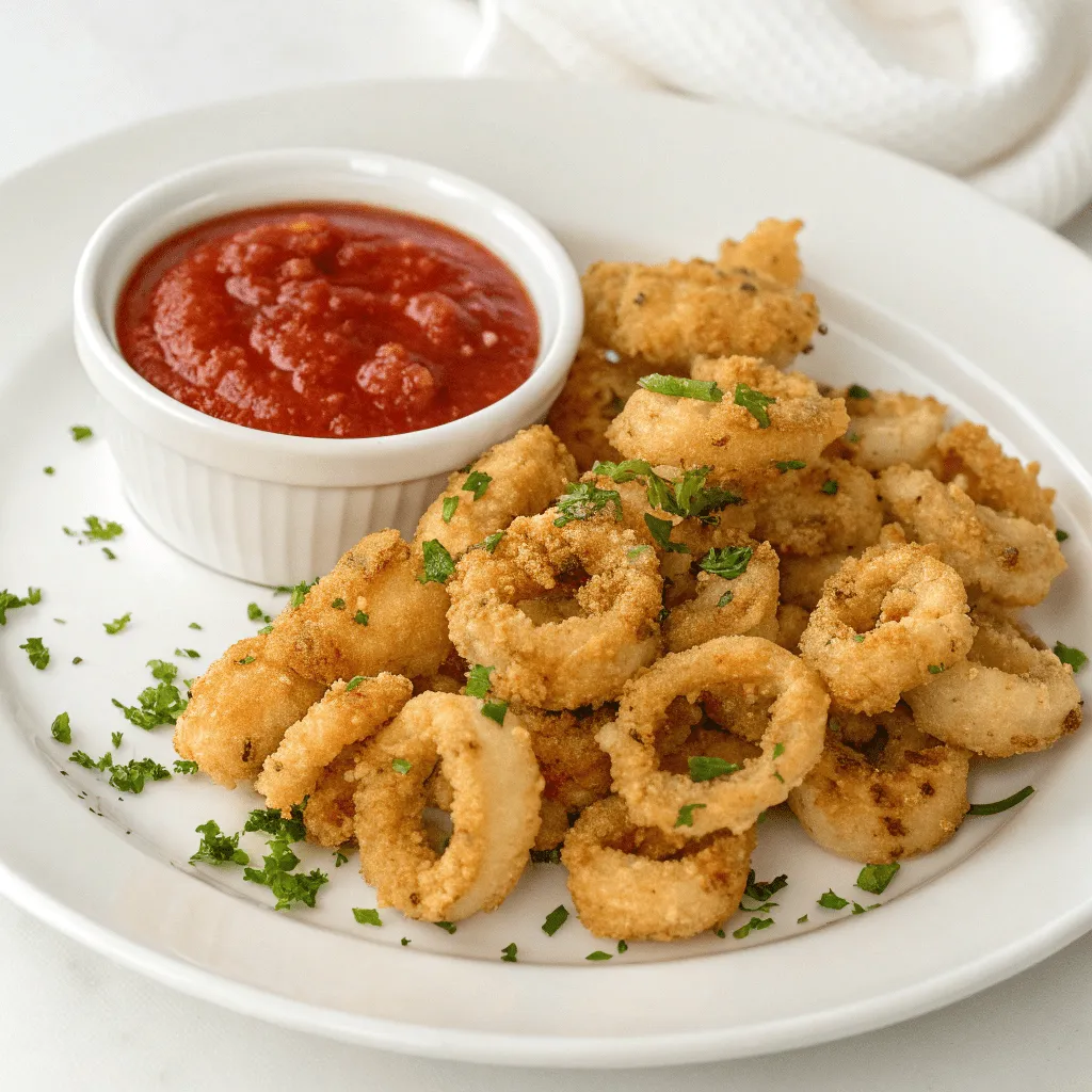 Crispy fried calamari served with a tangy dipping sauce.