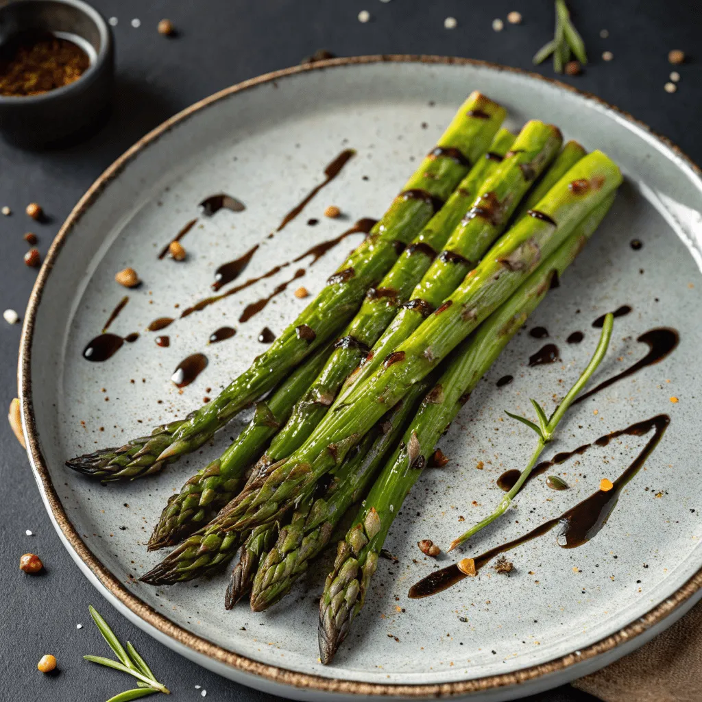 Grilled asparagus spears with a smoky, tender flavor.