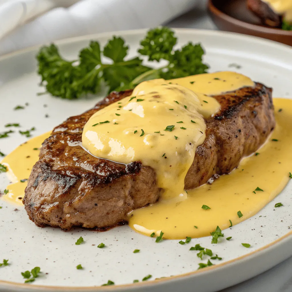 Creamy Hollandaise sauce, made with butter, egg yolks, and lemon juice.