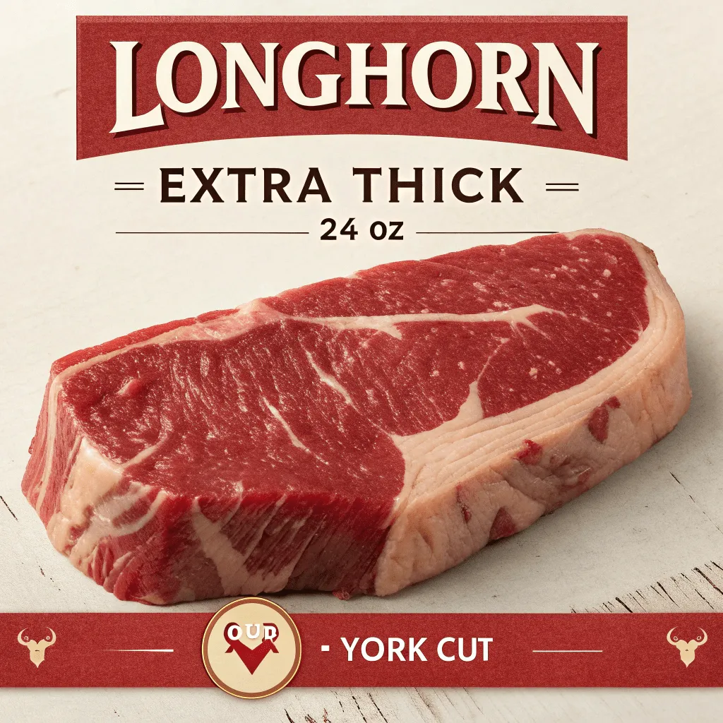 n extra-thick 24 oz Longhorn steak, featuring our special New York cut.