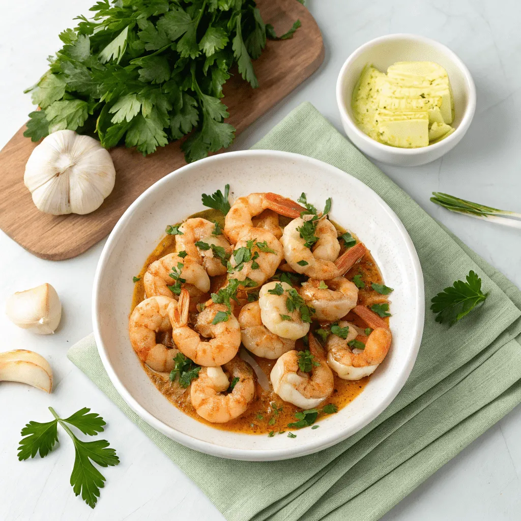 Succulent shrimp cooked in a garlic-infused de Jonghe butter sauce.